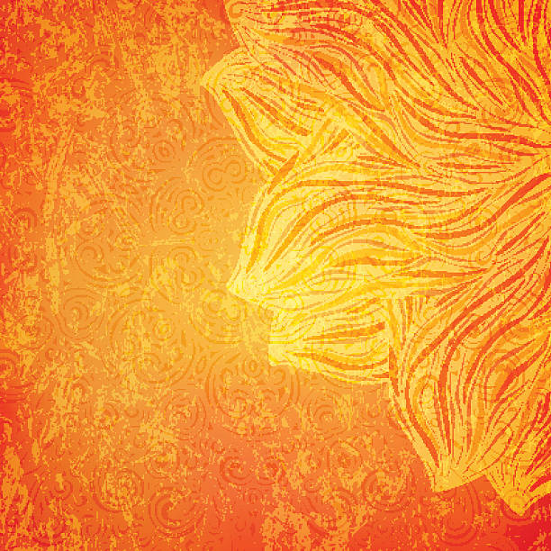 Bright orange background Bright orange background with tribal pattern, vector illustration sun borders stock illustrations
