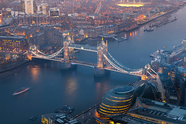 istock Tower Bridge at night top view London, England, UK 498687971