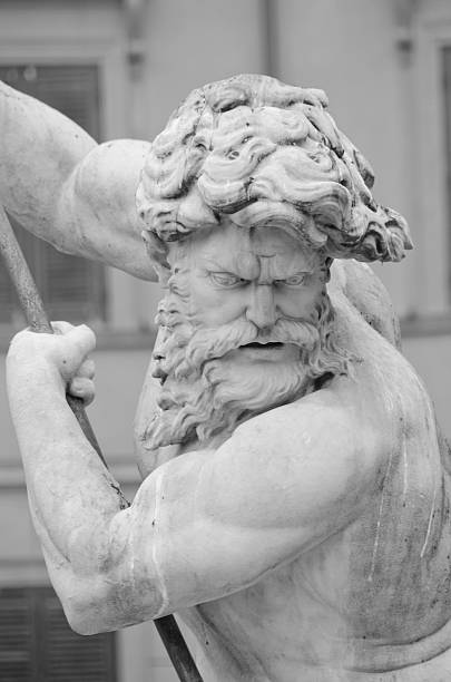 fontana del nettuno in piazza navona, roma, italia - rome neptune piazza navona copy space foto e immagini stock