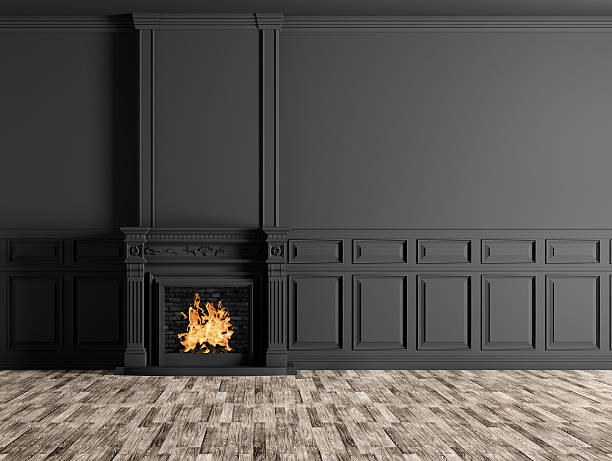 istock Classic interior of room with fireplace 3d rendering 498690618
