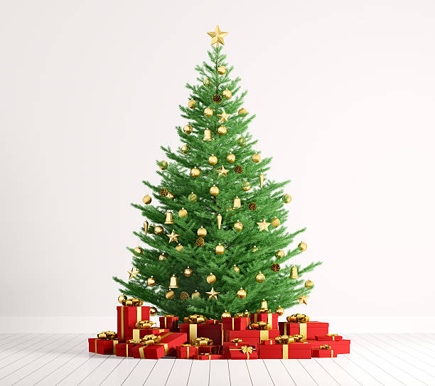 istock Interior of room with christmas tree 3d render 498691228