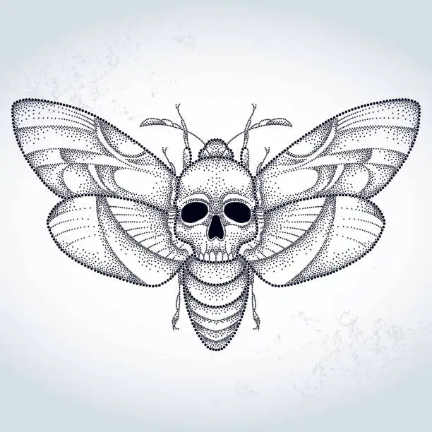 Vector illustration of Dotted Death's head hawk moth or Acherontia atropos