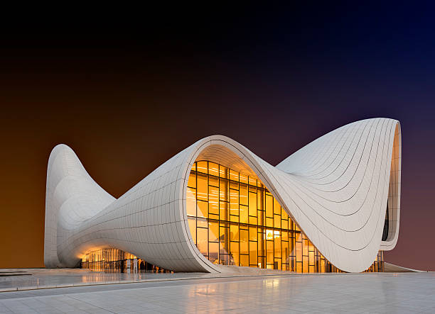 Heydar Aliyev Center Baku, Azerbaijan - November 25, 2015 Heydar Aliyev Center in Baku, Azerbaijan. It's built for cultural events, meetings and museum. The modern building designed by architect Zaha Hadid. Very famous place in Baku.  baku photos stock pictures, royalty-free photos & images