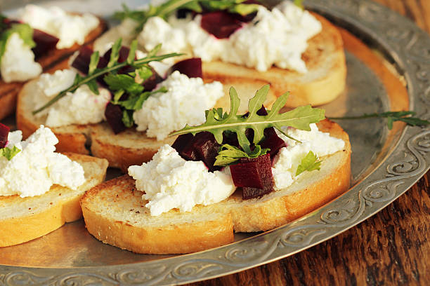 istock Bruschetta with beet, feta and arugula 498692686
