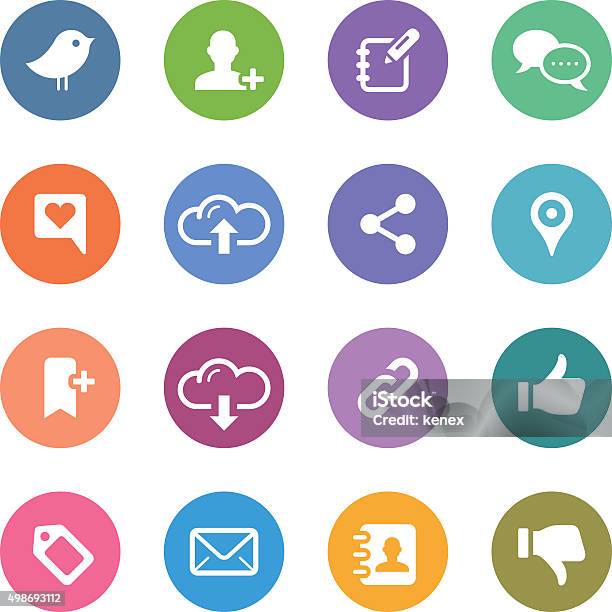 Color Circle Icons Set Social Media Stock Illustration - Download Image Now - Social Media, Icon Symbol, Sharing