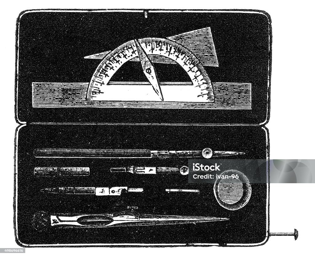 1850 Tools Drawing Drawing Tool Stock Illustration - Download Image Now - 19th Century ...