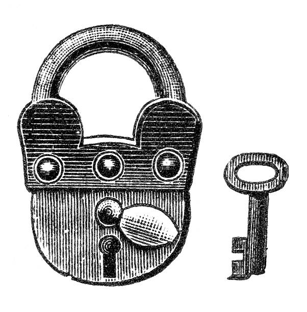 刻印パッドロック - old fashioned antique lock machine part点のイラスト素材／クリップアート素材／マンガ素材／アイコン素材