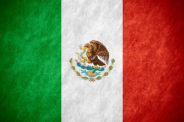 National flag of Mexico (augmented scale to fit square format) with official coat of arms overlaid.