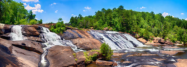 Rushing waterfalls at High Falls State Park in Georgia stock photo