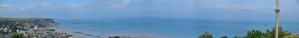 Panoramic of Gold Beach in Arromanches-les-Bains, France,