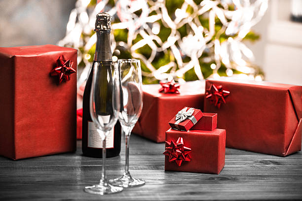Champagne flute glass celebrating the new year