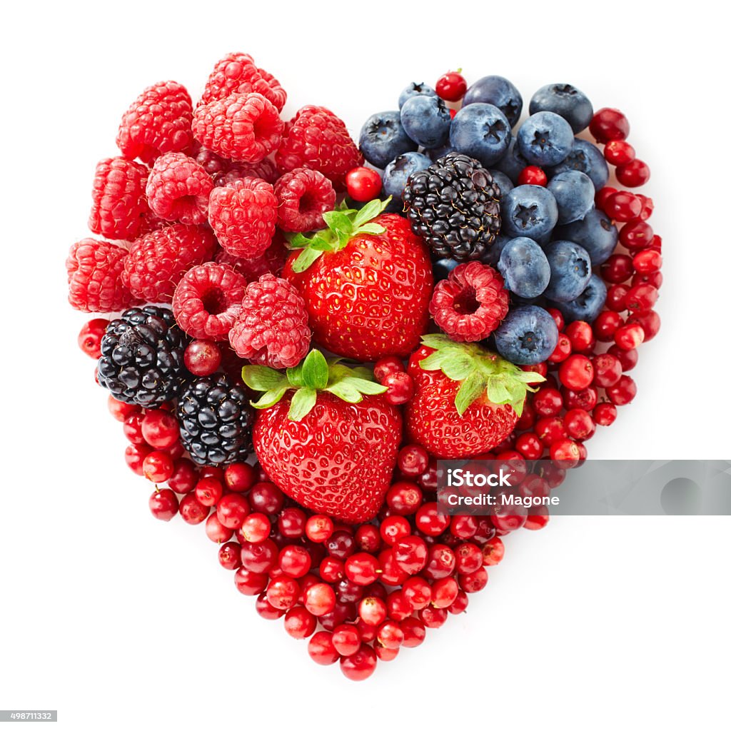 heart shape of fresh berries heart shape of various fresh berries Heart Shape Stock Photo