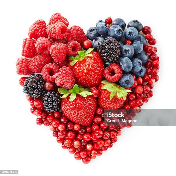 Heart Shape Of Fresh Berries Stock Photo - Download Image Now - Heart Shape, Berry Fruit, Berry