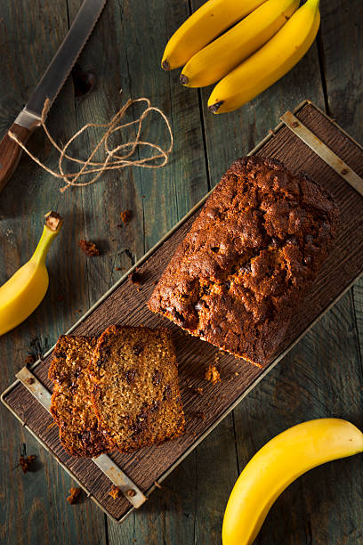 홈메이드 초콜릿 칩 바나나 식빵 - banana bread 뉴스 사진 이미지