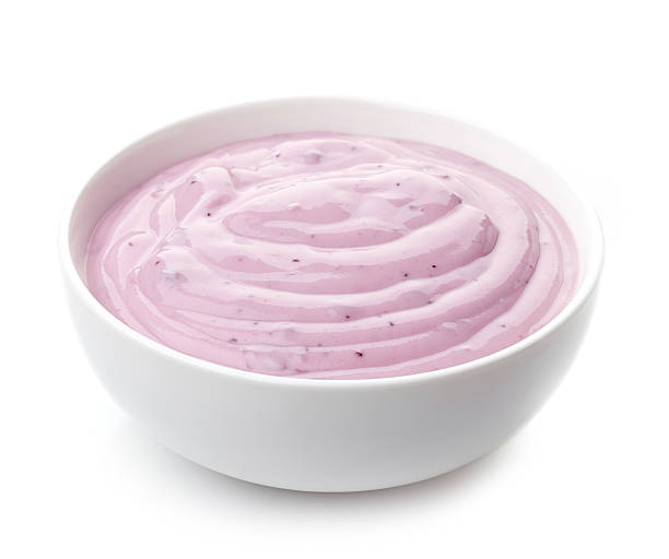 istock bowl of pink blueberry yogurt 498712898