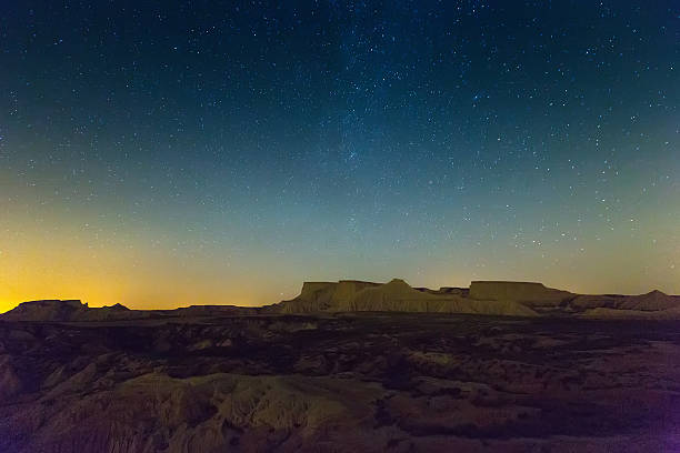 istock desert landscape of Navarra in night 498714090