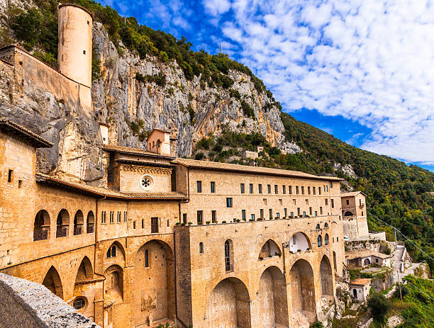 Subiaco,Lazio,Italy. Monastery Of St. Benedict Near Subiaco,Italy. abbey monastery photos stock pictures, royalty-free photos & images