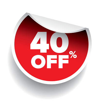 red vector 40% discount price sign