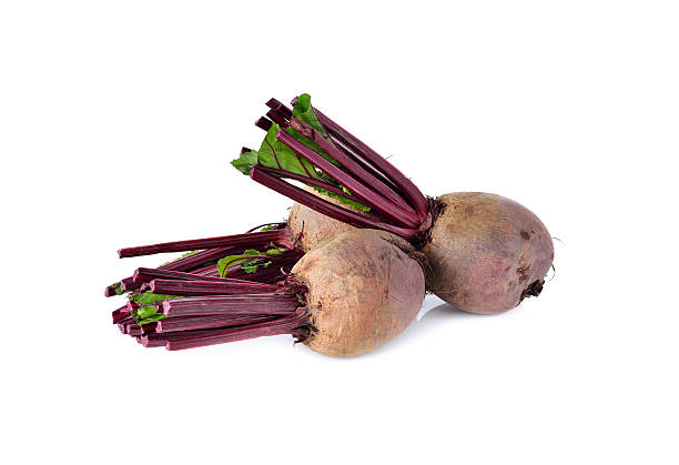 whole Beetroots with leaf on white background