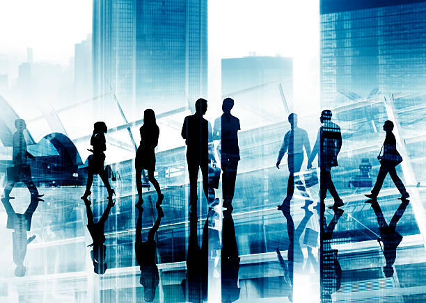 istock Silhouette Business People Commuter Walking Rush Hour Concept 498721178