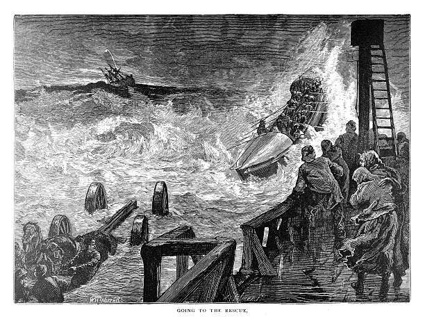 Going to the rescue Going to the rescue sinking ship pictures pictures stock illustrations
