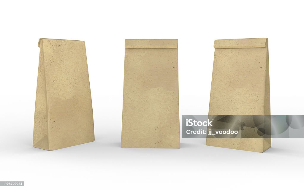 Brown paper lunch  bag isolated on white with clipping path - Royaltyfri Bag Bildbanksbilder