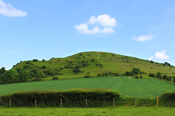 istock Image of steep hill in countryside, with grass, green fields 498729277