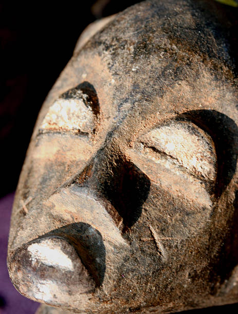 istock Wooden African mask that represents a woman's face 498730299
