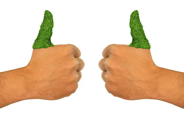Photo of Green Grass  Thumb Up Go Green thumbs up Hand