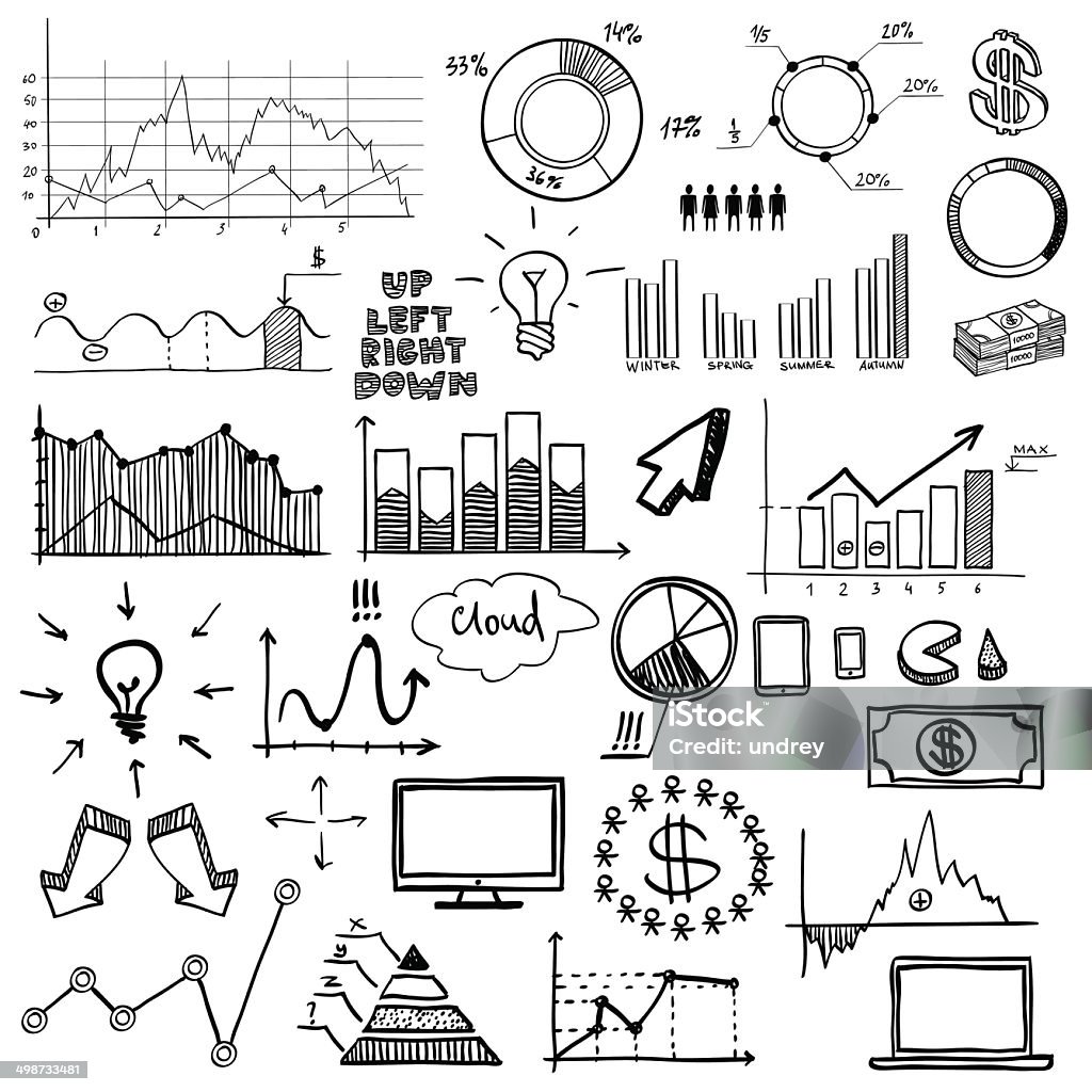 hand draw doodle web charts business finanse elements on chalk hand draw doodle charts web charts business finanse elements on chalk board. Business stock vector