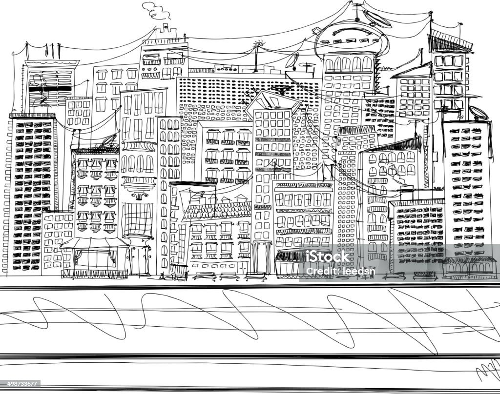 Vector Sketch background with city Vector Travel concept. Sketch background with city Arranging stock vector