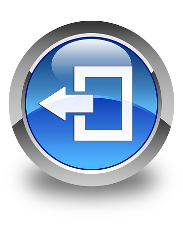 Logout icon glossy blue round button