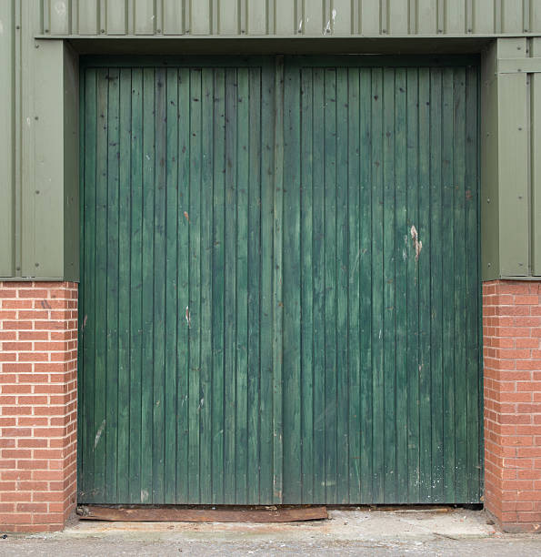 Green Woodstain Door stock photo