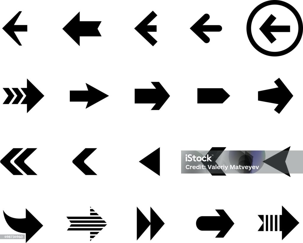 Back and next arrow icons vector set Back and next arrow icons vector set. Button flat, interface cursor illustration 2015 stock vector