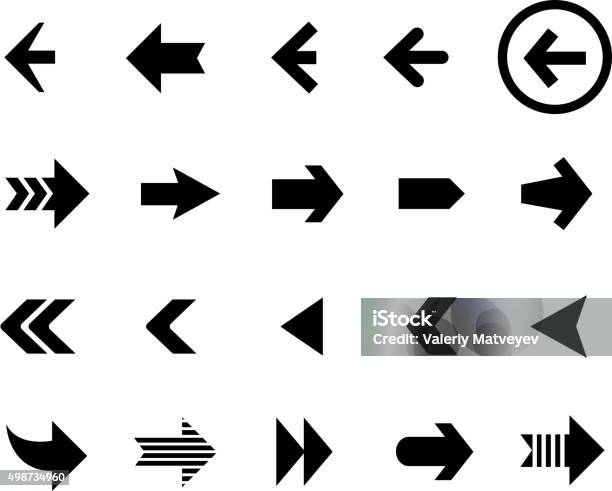 Back And Next Arrow Icons Vector Set Stock Illustration - Download Image Now - 2015, Abstract, Arrow Symbol