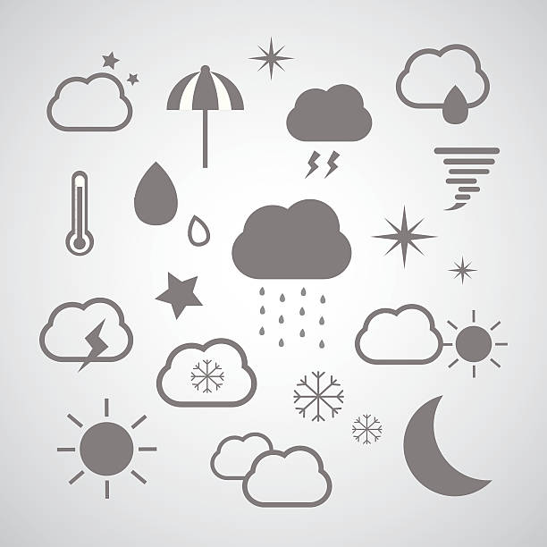 weather symbol weather symbol set on gray background animal retina illustrations stock illustrations