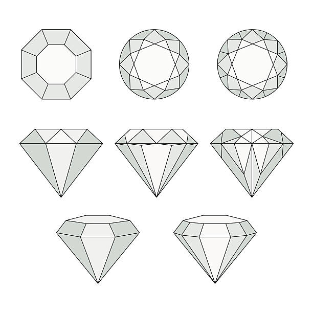 ilustrações, clipart, desenhos animados e ícones de diamond vetor ícones definido. - jewelry white background diamond gift