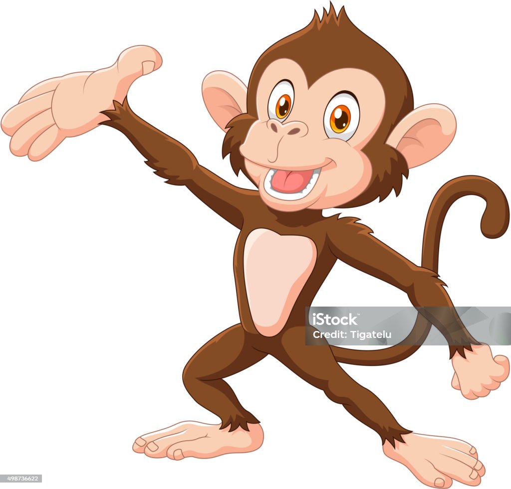 Cartoon Happy Monkey Presenting Isolated On White Background Stock  Illustration - Download Image Now - iStock