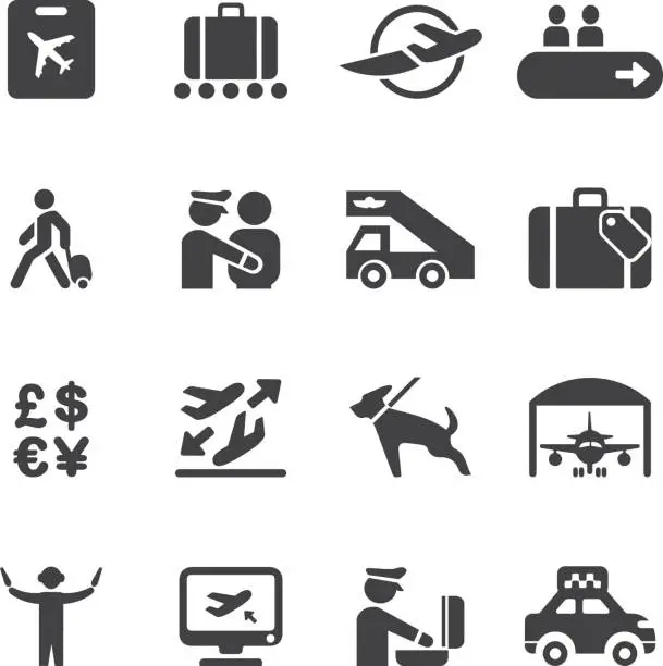 Vector illustration of Airport Silhouette icons 2 | EPS10