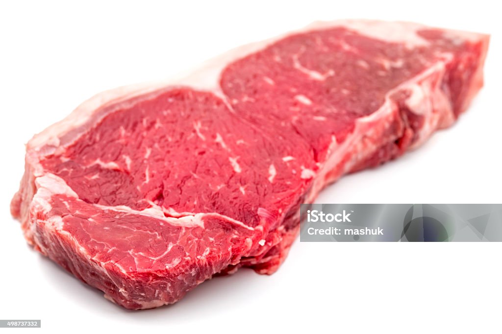 New York Steak beef meat cut on white 2015 Stock Photo