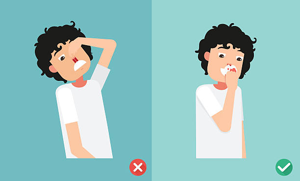 wrong and right for first aid for nasal bleeding wrong and right for first aid for nasal bleeding, illustration, vector bloody nose stock illustrations