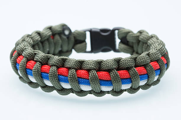istock Black braided bracelet on white background 498742492