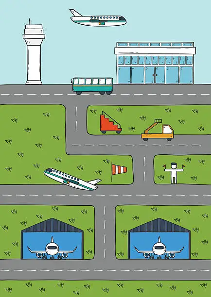 Vector illustration of Vector illustration on airport theme