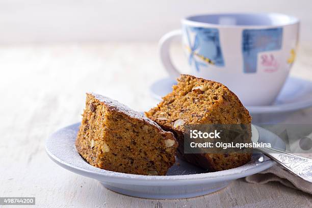 Homemade Carrot And Banana Cake With Nuts And Spices Stock Photo - Download Image Now