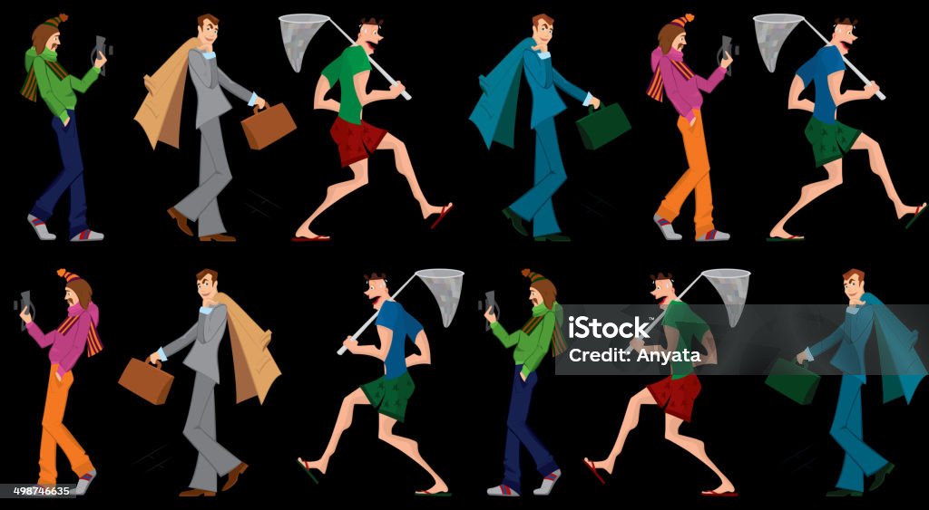 Three Men Walking Seamless Pattern Stock Illustration - Download Image ...
