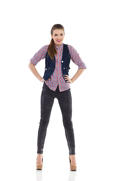 istock Young woman in jeans waistcoat 498746731