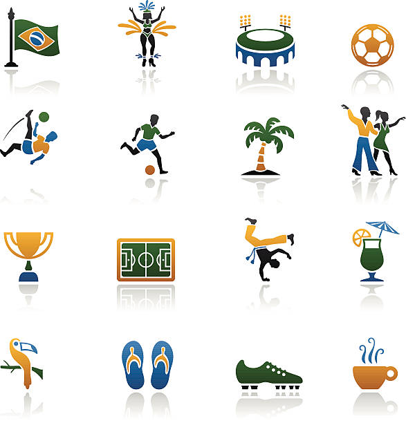 ブラジルのアイコンを設定します - samba dancing rio de janeiro carnival brazilian点のイラスト素材／クリップアート素材／マンガ素材／アイコン素材