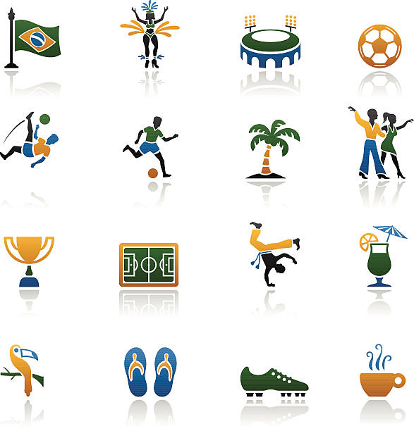 ilustrações de stock, clip art, desenhos animados e ícones de conjunto de ícones do brasil - capoeira brazilian culture dancing vector