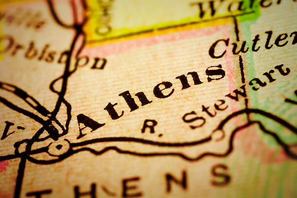 istock Athens, Ohio on an Antique map 498747462