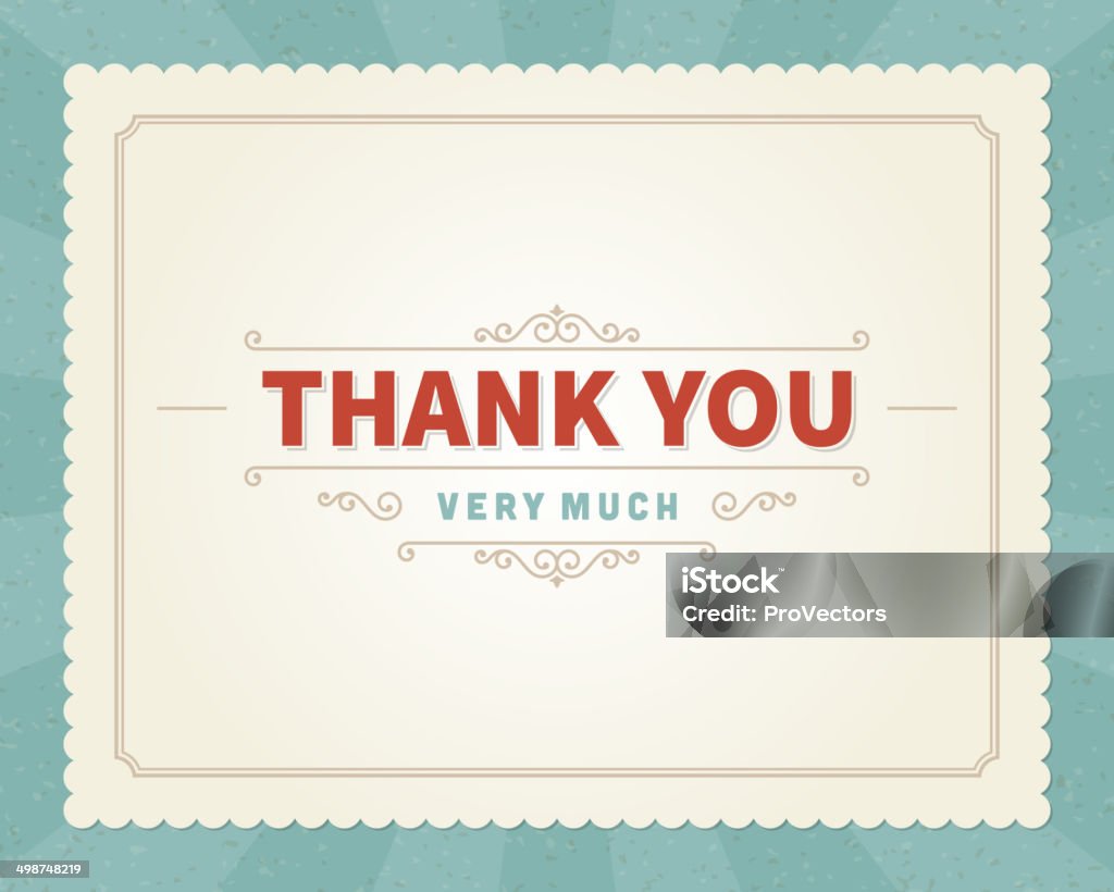 Thank you message card retro lettering typography Thank you message card retro lettering typography. Vector background Thank You - Phrase stock vector